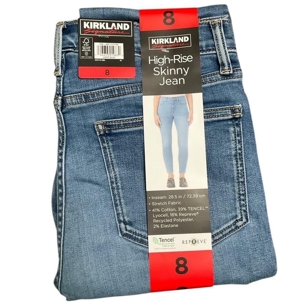 Kirkland Signature Women's Jeans Light Blue High Rise Stretch Size 8 NWT